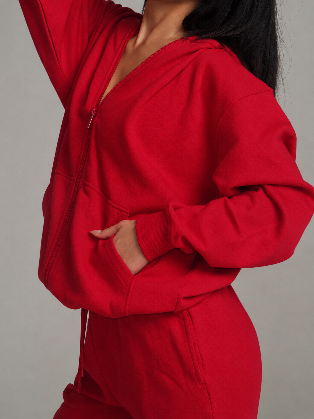 Threads Zip Hoodie - Lipstick Red – Ansicht 4
