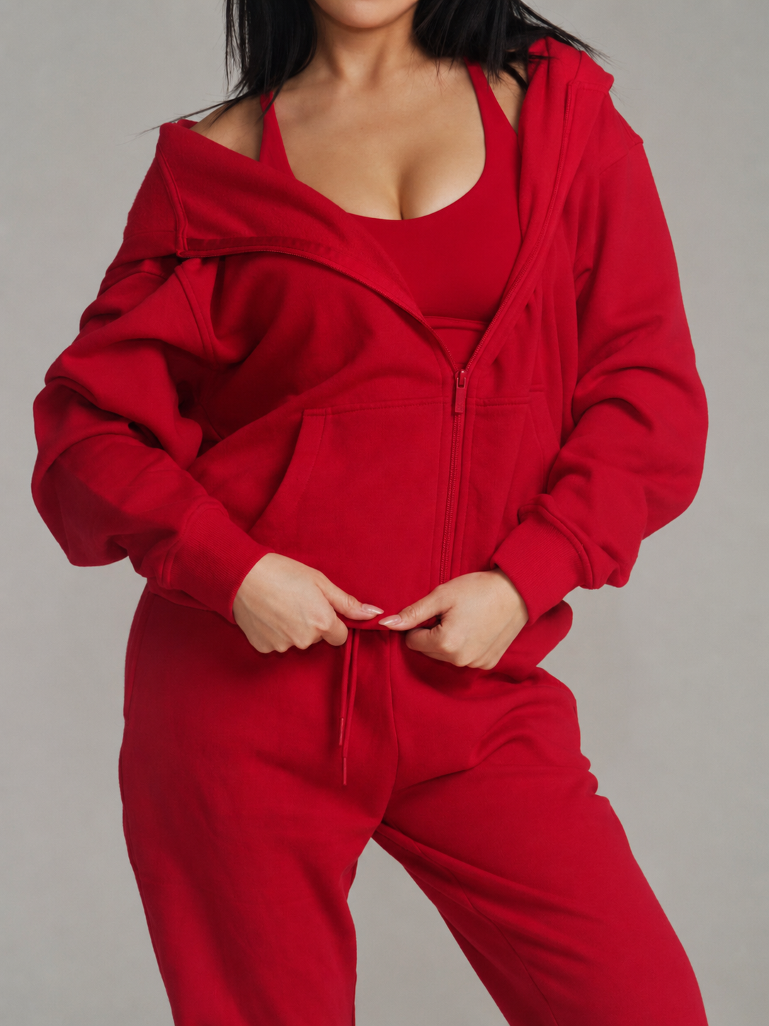 Threads Zip Hoodie - Lipstick Red – Ansicht 3