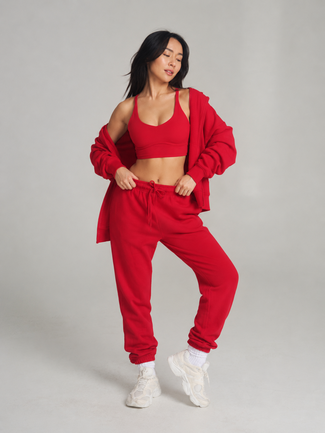 Threads Zip Hoodie - Lipstick Red – Ansicht 2