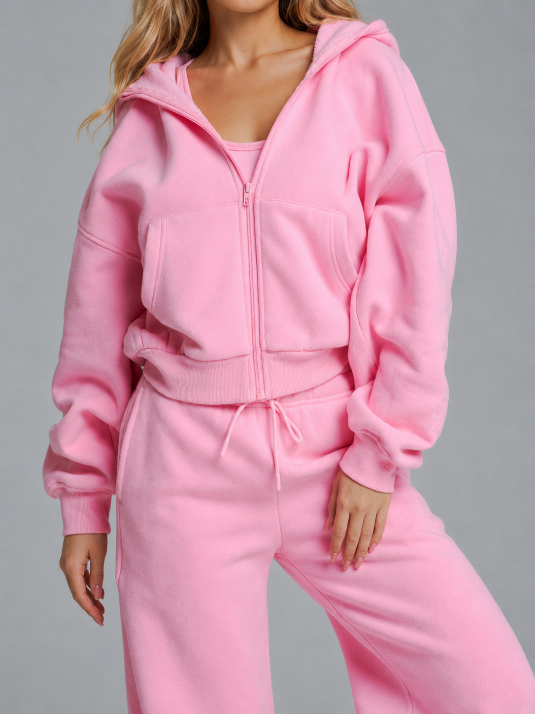 Plush Fleece Zip Hoodie - Plastic Pink – Ansicht 4