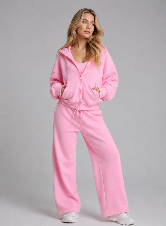 Plush Fleece Zip Hoodie - Plastic Pink – Ansicht 1