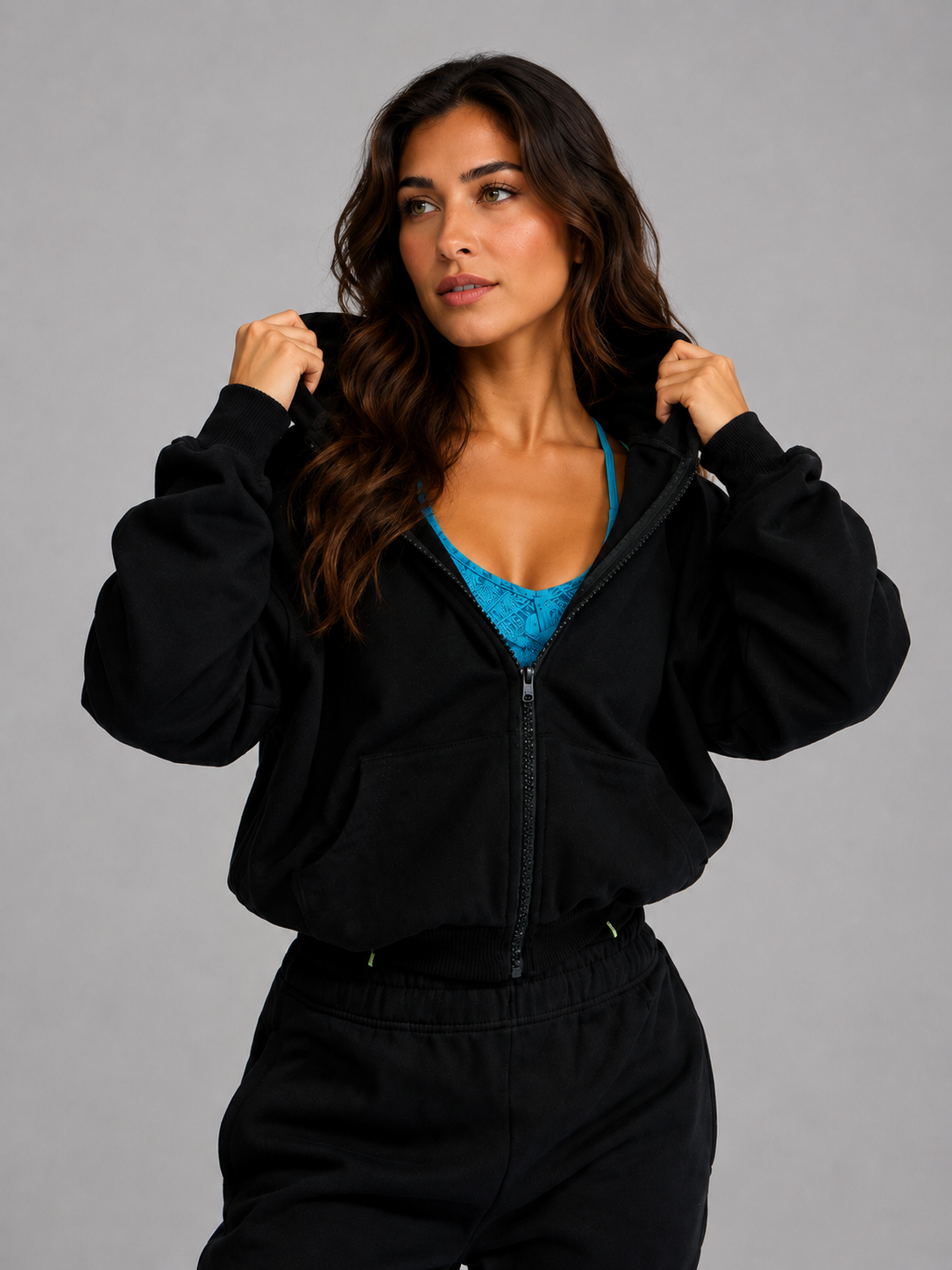 Full Zip Cloud Hoodie - Onyx Black – Ansicht 2