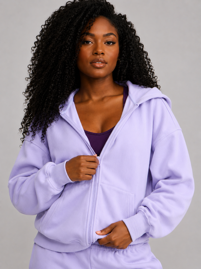 Full Zip Cloud Hoodie - Frosted Purple – Ansicht 4