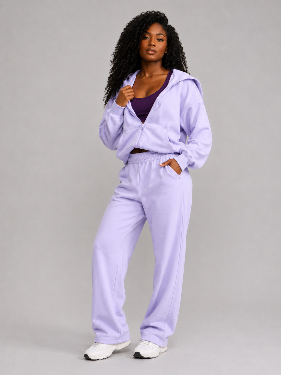 Full Zip Cloud Hoodie - Frosted Purple – Ansicht 2