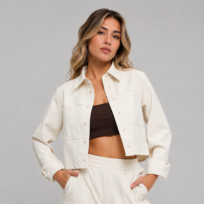 Snap Crop Jacke - Bone – Ansicht 1
