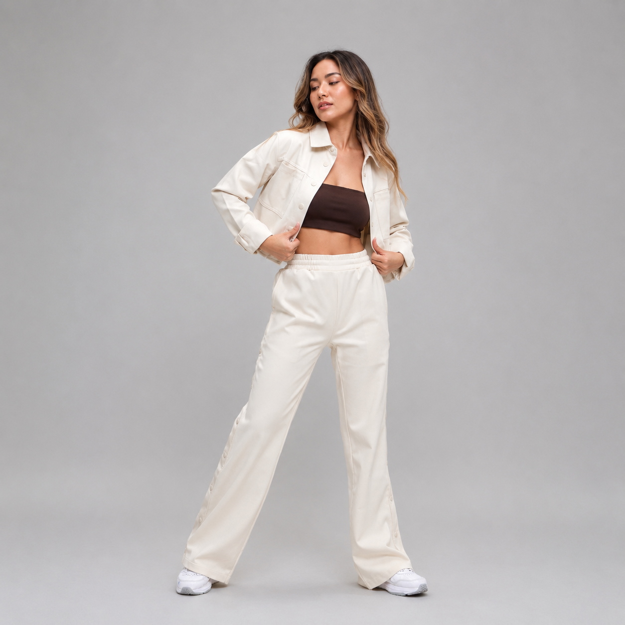 Snap Crop Jacke - Bone – Ansicht 4